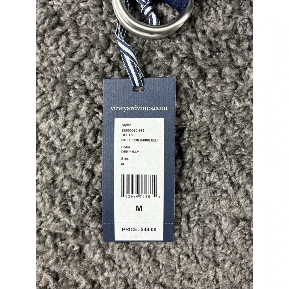 Vineyard Vines Mens Skull Icon D-Ring Belt Deep Bay Navy Blue 1B000090-976 Sz M